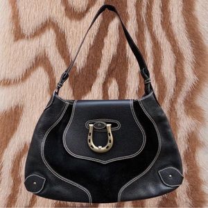 AIGNER Black Suede and Leather Hobo Bag